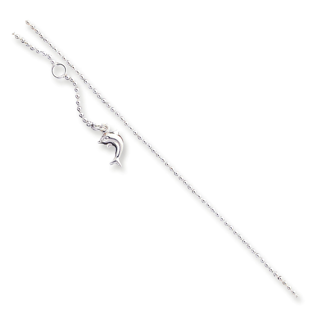 Sterling Silver 10inch Polished Dolphin Anklet 10 Inches