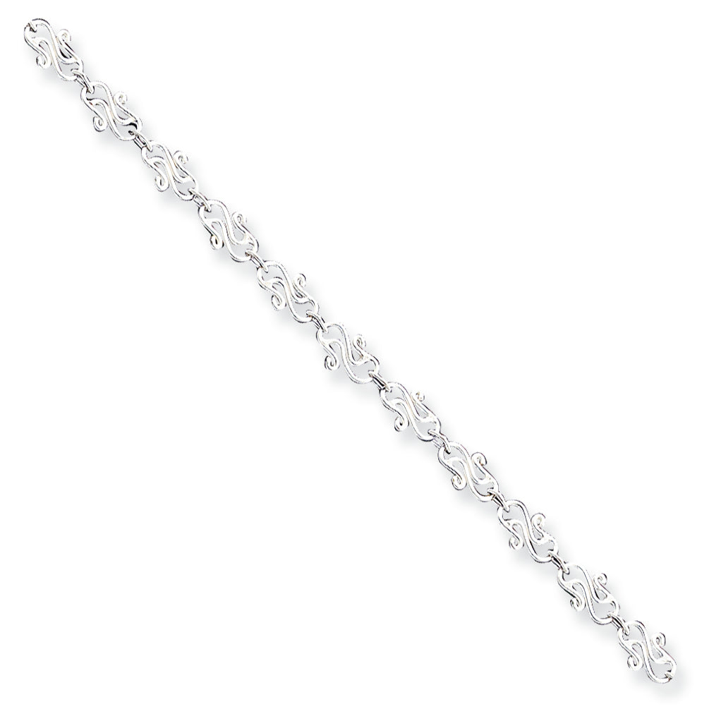 Sterling Silver 10inch Fancy Polished Anklet 10 Inches