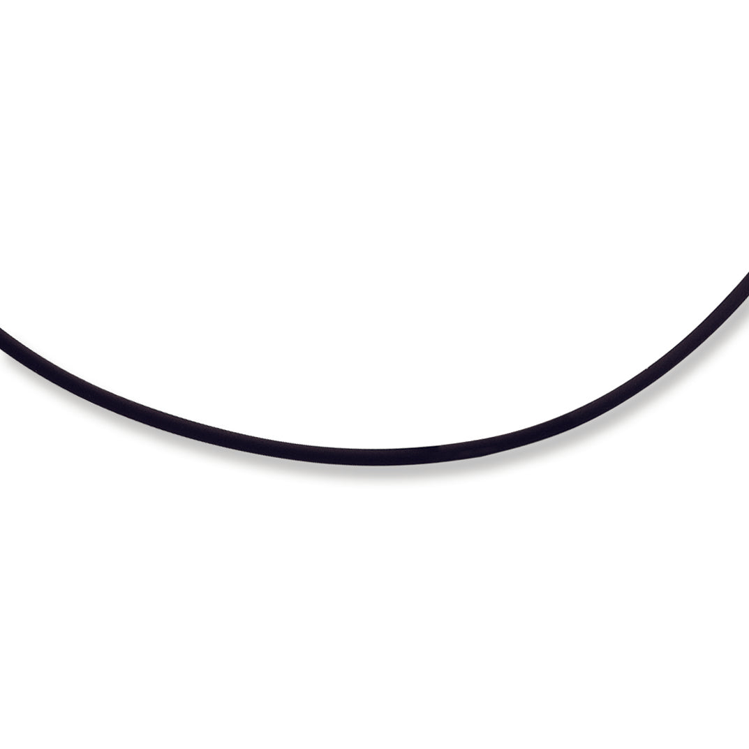 Sterling Silver 18inch 2mm Black Rubber Cord Necklace 18 Inches