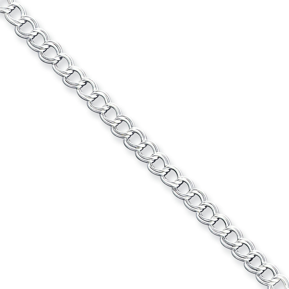Sterling Silver Double Link Charm Bracelet 8 Inches