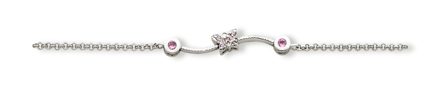 Sterling Silver Pink CZ Childs Bracelet 6 Inches