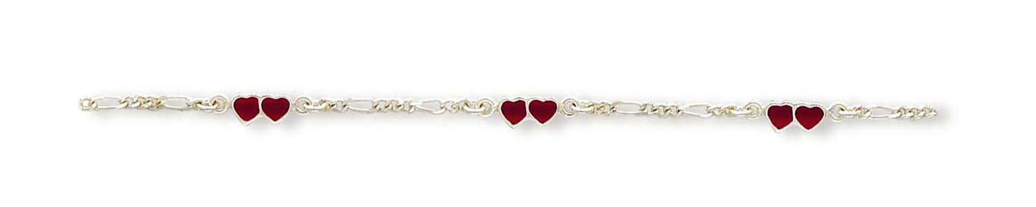 Sterling Silver Double Heart Bracelet 6 Inches
