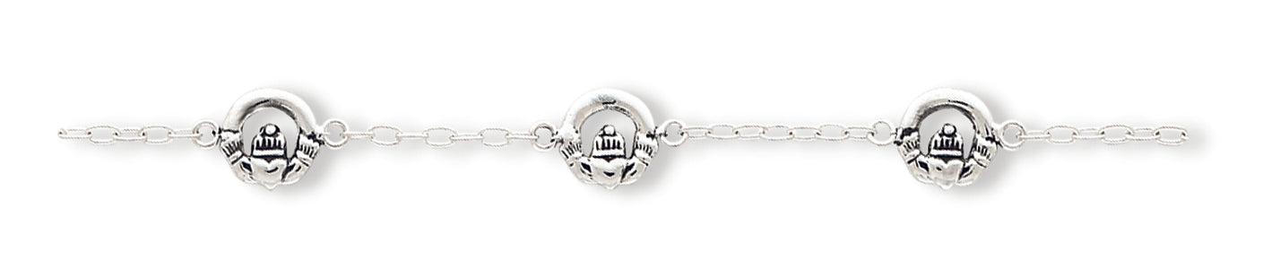Sterling Silver Claddagh Childs Bracelet 6 Inches