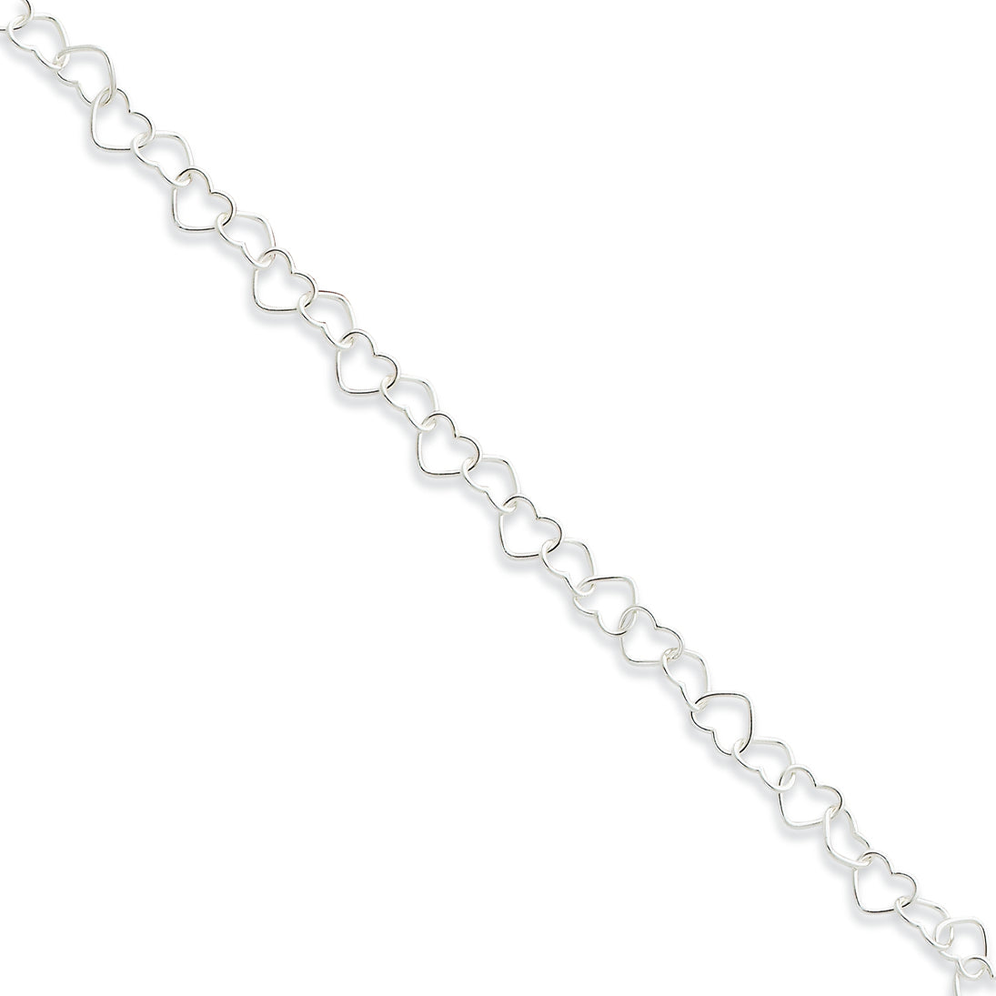 Sterling Silver 0.6mm Fancy Heart Link Anklet 10 Inches