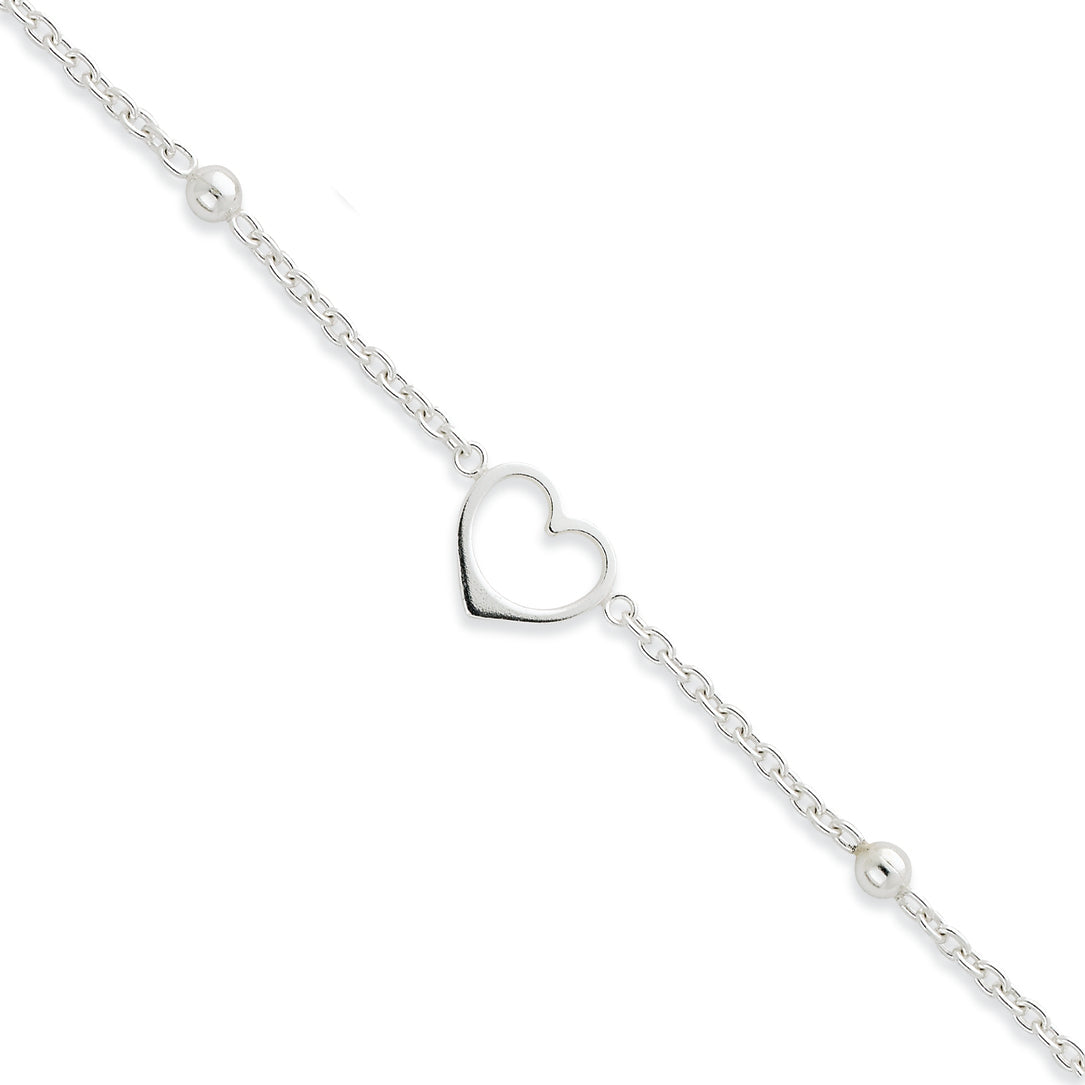 Sterling Silver Heart Anklet 10 Inches