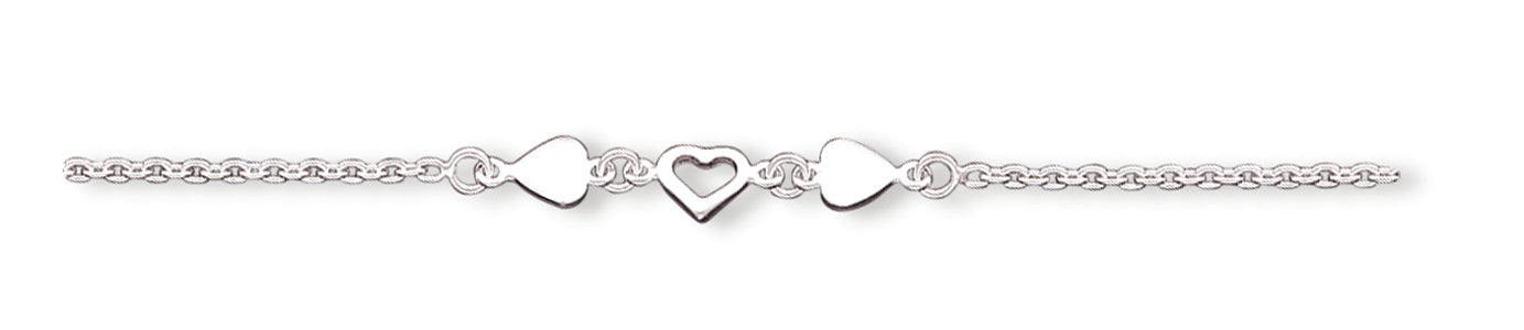 Sterling Silver Heart Link Anklet 9 Inches