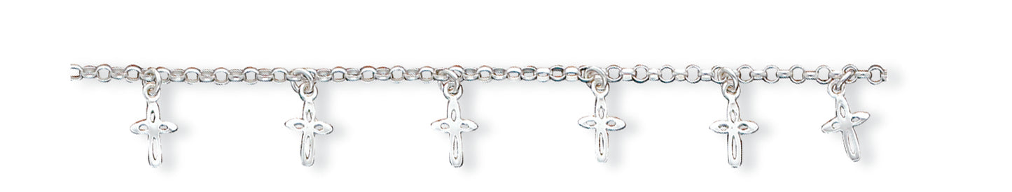 Sterling Silver Cross Charm Child's Bracelet 6 Inches