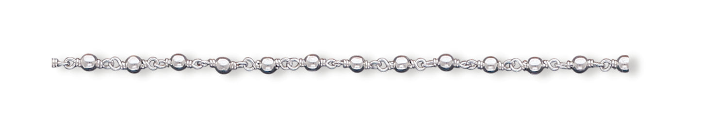 Sterling Silver Fancy Bead Anklet 10 Inches