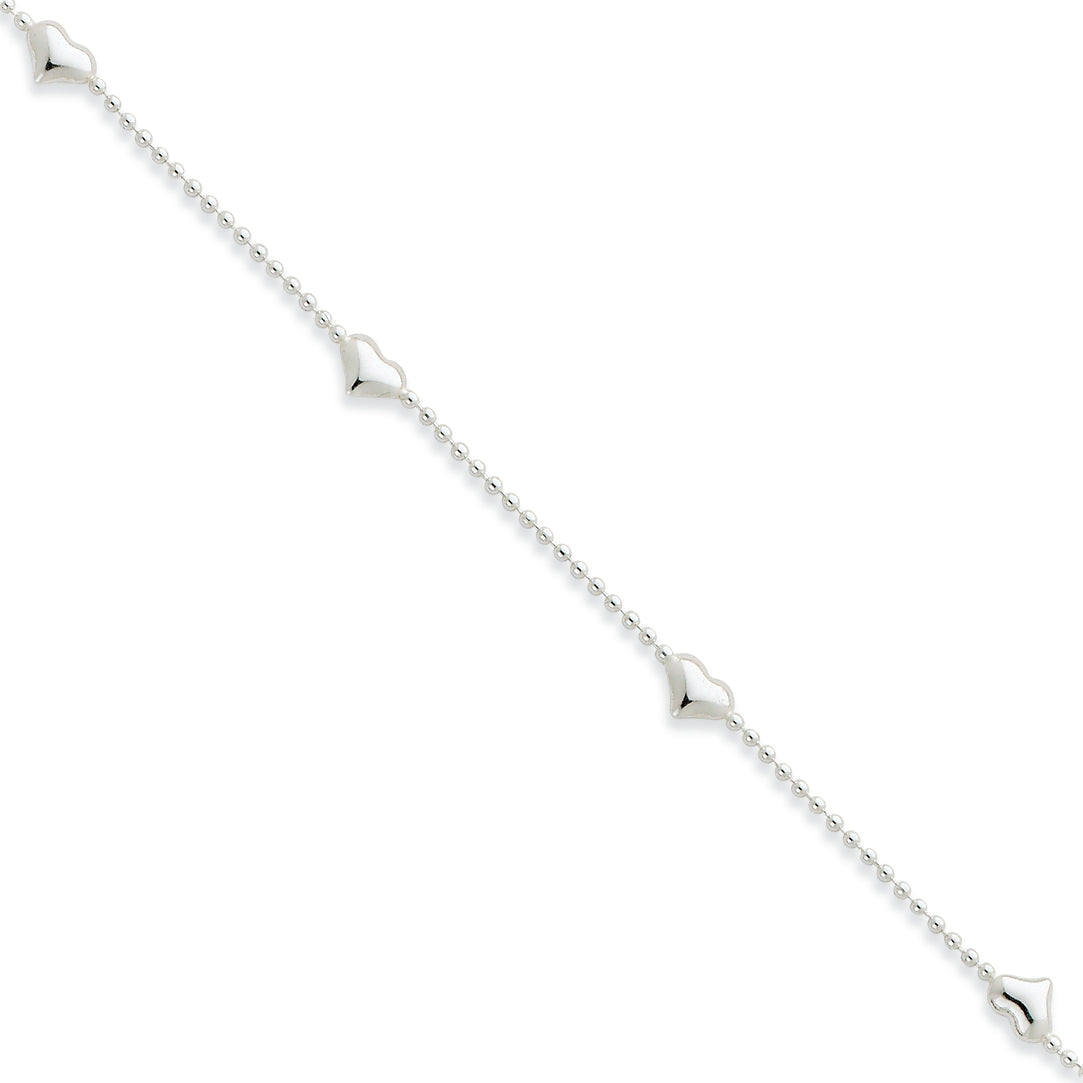 Sterling Silver W/Heart Link Necklace 18 Inches