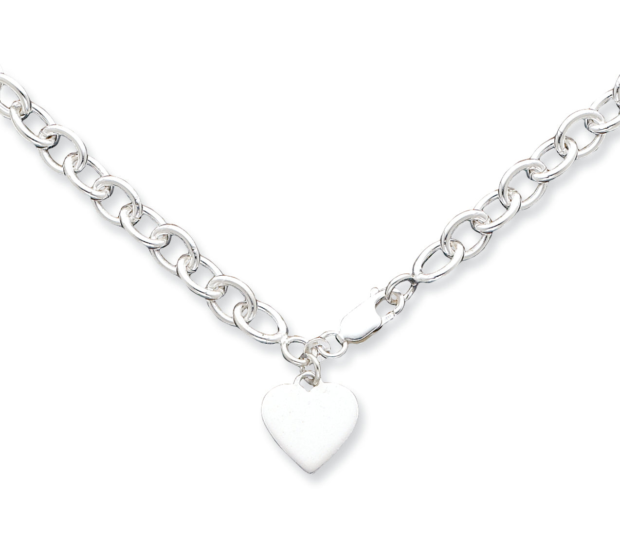 Sterling Silver w/ Heart Link Necklace 18 Inches