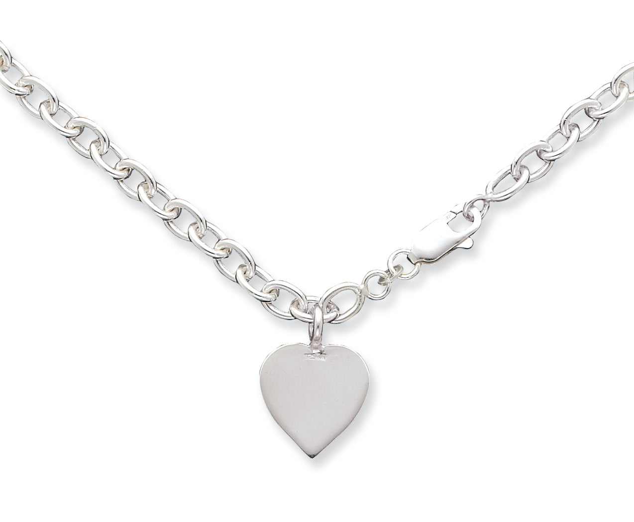 Sterling Silver Heart Charm Necklace 18 Inches