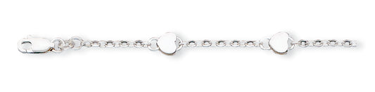 Sterling Silver Heart Childs Bracelet 6 Inches