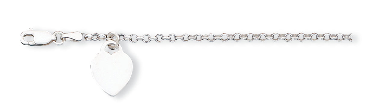 Sterling Silver Heart Childs Bracelet 6 Inches