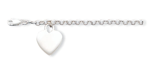 Sterling Silver Heart Charm Childs Bracelet 6 Inches
