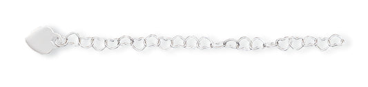 Sterling Silver Heart Link Childs Bracelet 6 Inches
