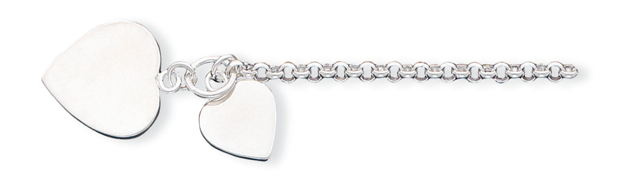 Sterling Silver Double Heart Bracelet 7.25 Inches