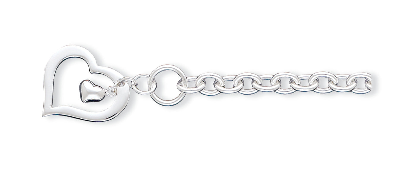 Sterling Silver Heart Bracelet 7.5 Inches