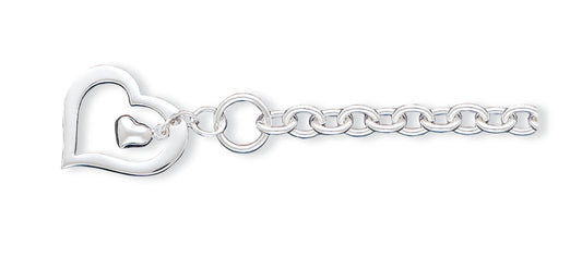 Sterling Silver Heart Bracelet 7.5 Inches