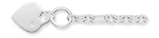 Sterling Silver Dangling Heart w/CZ Bracelet 7.25 Inches
