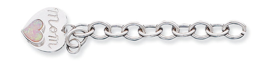 Sterling Silver Created Opal Mom Bracelet 7.75 Inches
