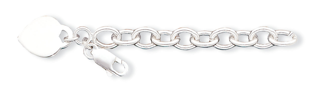 Sterling Silver Heart Charm Bracelet 7.25 Inches