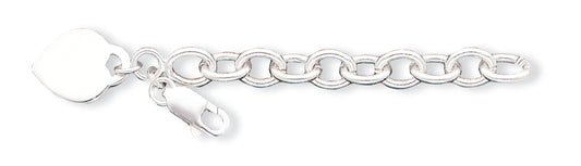 Sterling Silver Heart Charm Bracelet 7.25 Inches