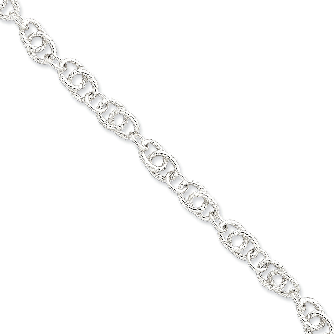 Sterling Silver Double Twist Link Bracelet 7 Inches