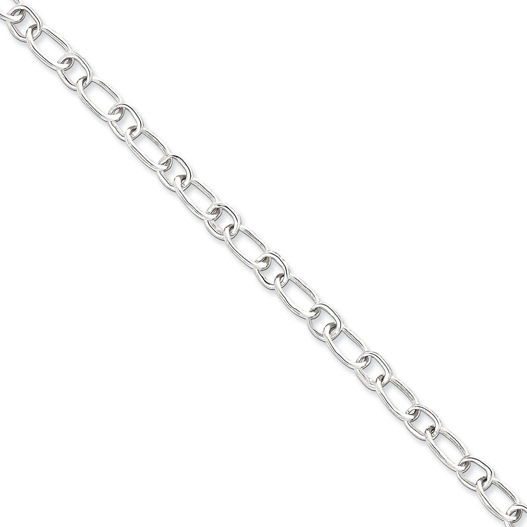 Sterling Silver Open Oval Rolo Link Bracelet 7 Inches