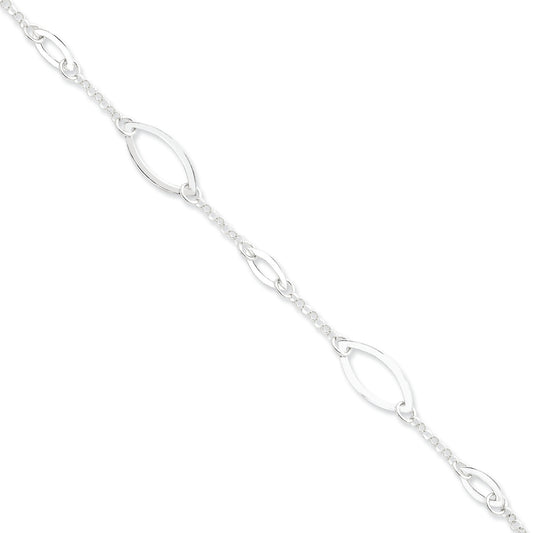 Sterling Silver Fancy Link Bracelet 7.5 Inches