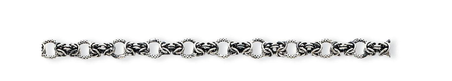 Sterling Silver Antiqued Fancy Link Bracelet 7.5 Inches