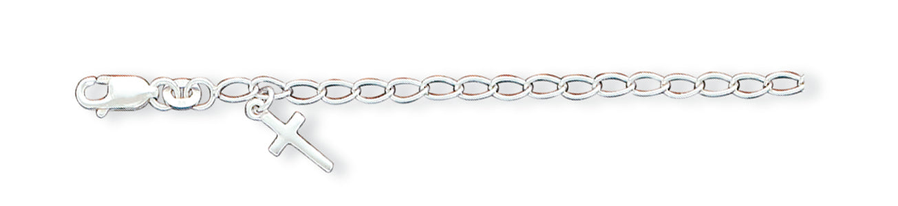 Sterling Silver  Cross Charm Child's Bracelet 6 Inches