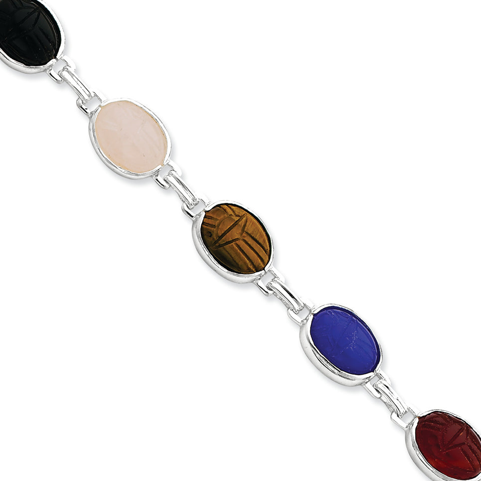 Sterling Silver Scarab Bracelet 7 Inches