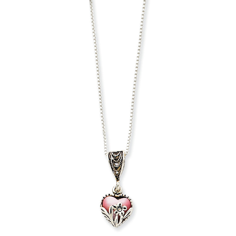 SS PinkCatsEyeHeartNecklace