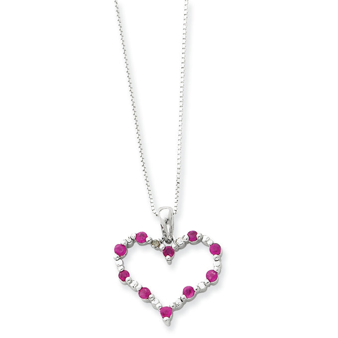 Sterling Silver Ruby Heart Necklace