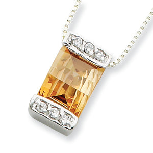 Sterling Silver Champagne and Clear CZ Necklace