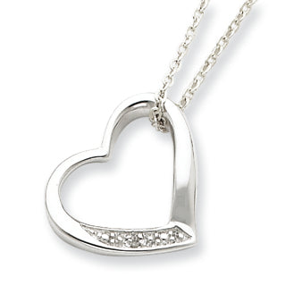 Sterling Silver Heart with Diamond Necklace
