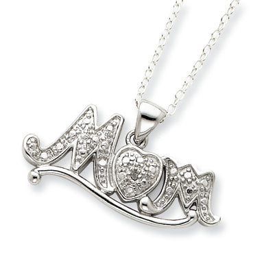 Sterling Silver Diamond Mom Necklace