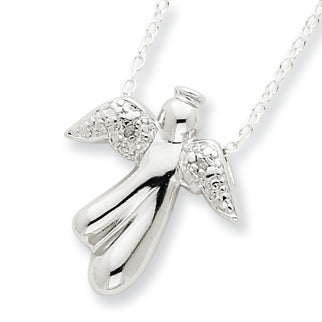 Sterling Silver Diamond Angel Necklace