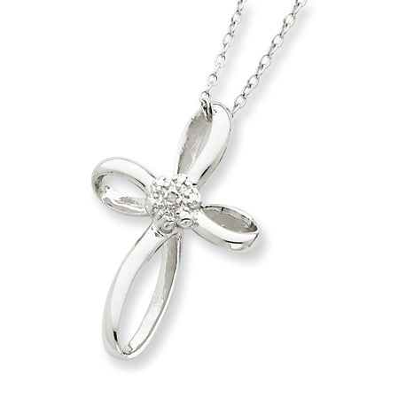 Sterling Silver Cross Diamond Necklace