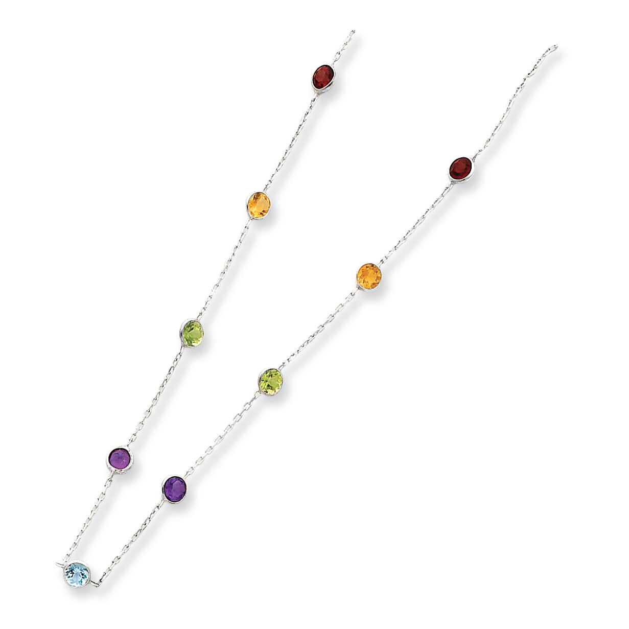Sterling Silver Multi CZ Extension Necklace 16 Inches