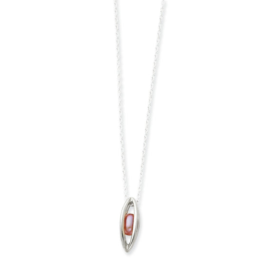 Sterling Silver Floating Small Pink Pearl Pendant 18 Inches