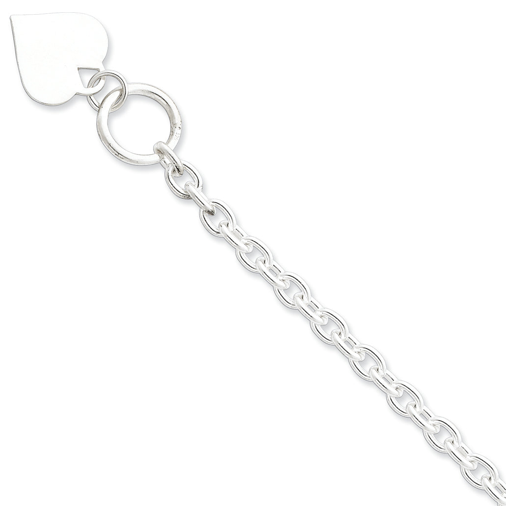 Sterling Silver Heart Toggle Bracelet 8 Inches
