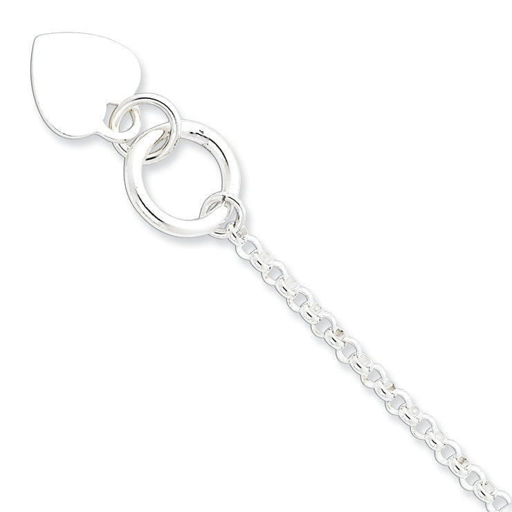 Sterling Silver Fancy Heart Bracelet 7.5 Inches