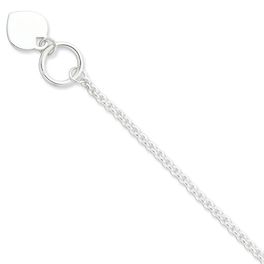 Sterling Silver Heart Toggle Bracelet 7.5 Inches