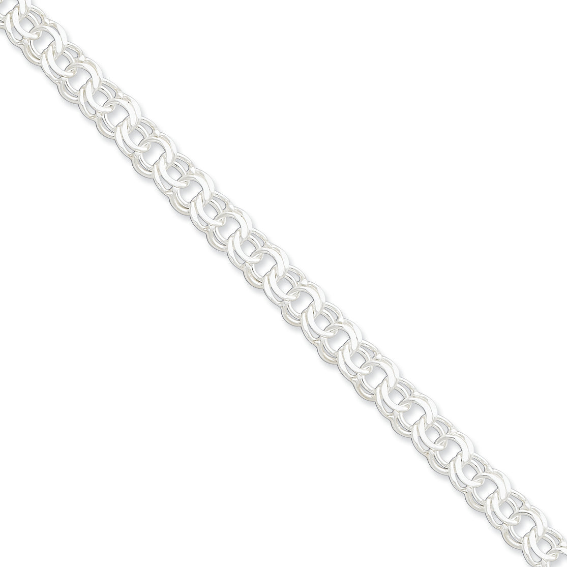 Sterling Silver 7.6mm Charm Link 8 Inches