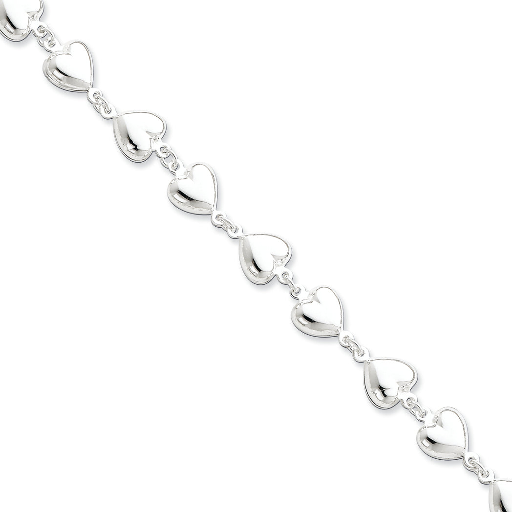 Sterling Silver Heart Bracelet 7 Inches