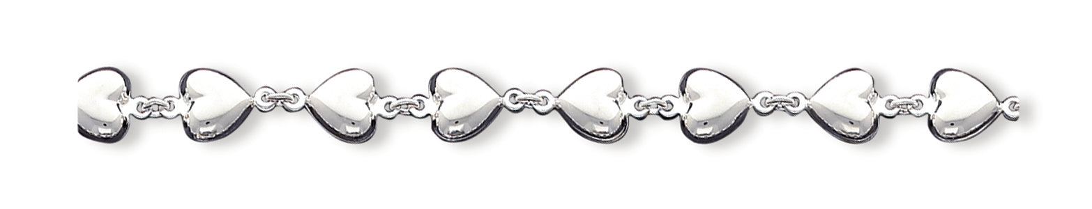 Sterling Silver Heart Bracelet 7 Inches