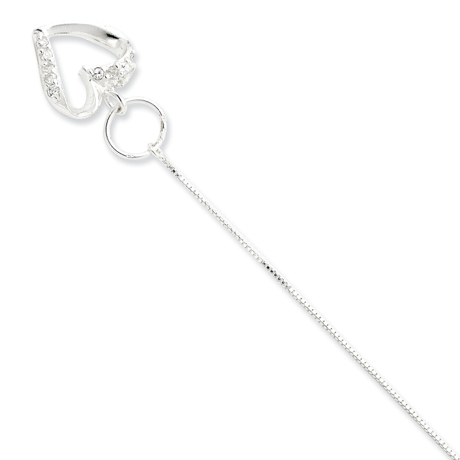 Sterling Silver CZ Heart Bracelet 7.5 Inches