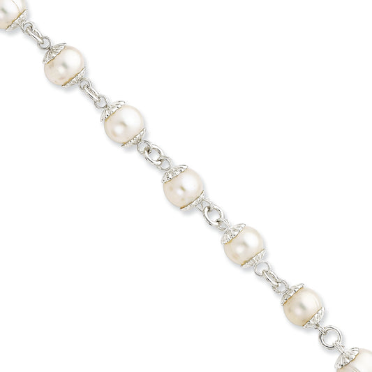Sterling Silver Freshwater Cultured Pearl Bracelet 7 Inches