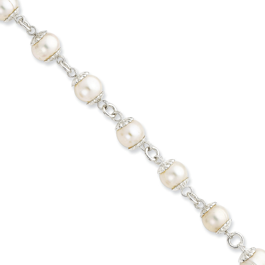 Sterling Silver Freshwater Cultured Pearl Bracelet 7 Inches